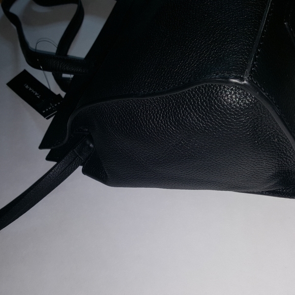 NWT Tahari Sienna Leather Tote Bag Black - Picture 9 of 14
